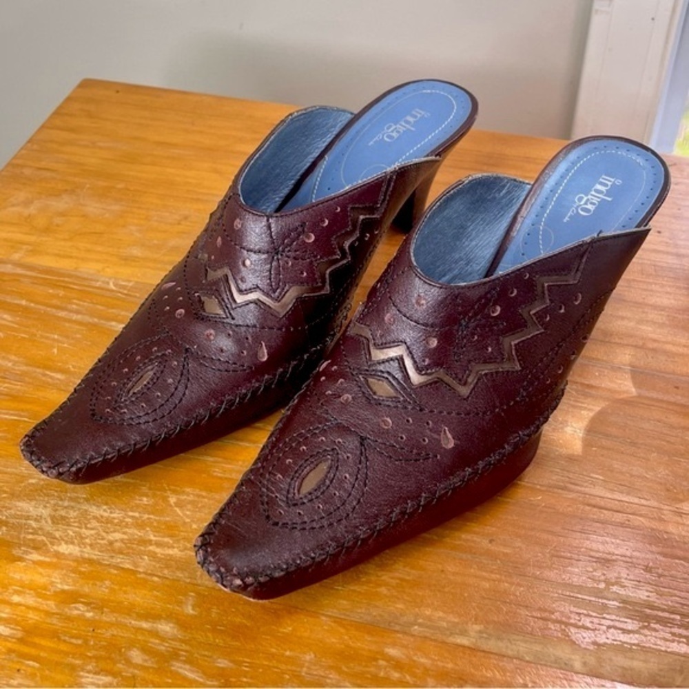 Indigo by Clarks Leather Inlay Mules